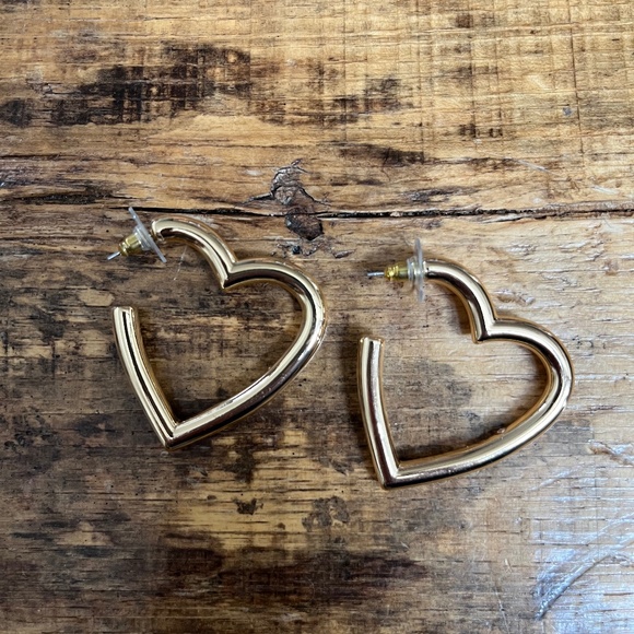 Gold Heart Hoops - Picture 1 of 1